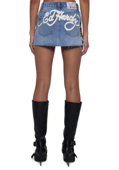 Ed Hardy Bottoms|Skirts*Sacred Heart Denim Skirt