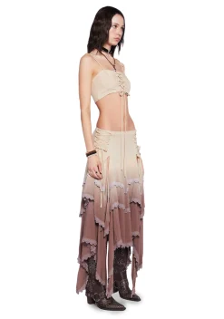 Current Mood Matching Sets*Sahara Wildflower Maxi Skirt Set - Brown
