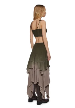 Current Mood Matching Sets|Plus*Sahara Wildflower Maxi Skirt Set - Green