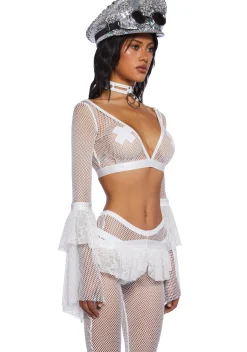 Club Exx Tops*Saints & Sinners Fishnet Crop Top