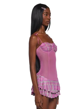 New Pink Dresses|Mini Dresses*Secret Notes Plaid Mini Dress