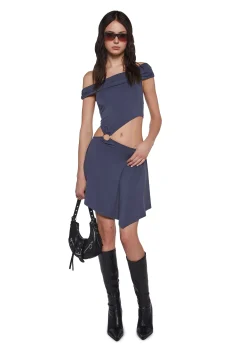 x_BeigeBotany Dresses*Seductive Gaze Cut Out Dress - Blue