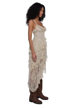 Widow Dresses|Plus*Seductive Silence Midi Dress - Champagne