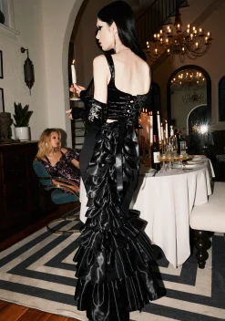 Widow Bottoms|Skirts*Shadowed Grandeur Bustle Maxi Skirt