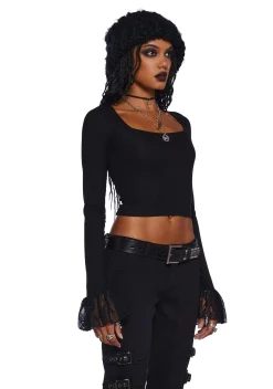Widow Tops*Shadowed Heart Long Sleeve Top