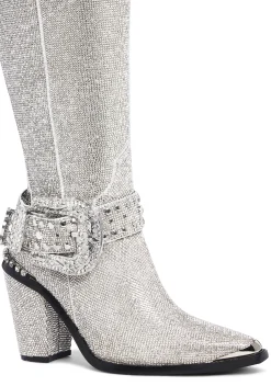 BOY Club Exx Boots|Cowboy Boots*Sharp Sheriff Shine Knee High Boots -Silver