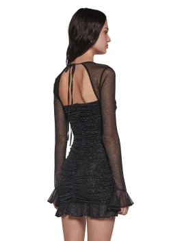 x_Vintage Shop Dresses*Shimmer Glimpses Long Sleeve Dress - Black