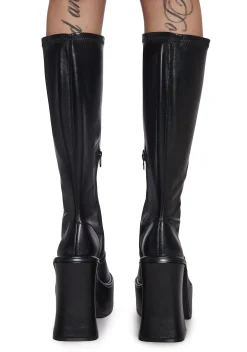 Sugar Thrillz Boots|Platforms*Short And Sweet Knee High Boots - Black