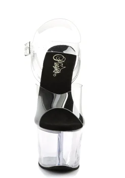 Pleaser Platforms|Heels*Sky-308 Clear Strap Sandals - White