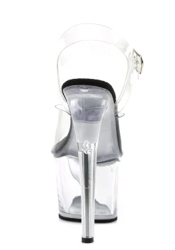 Pleaser Platforms|Heels*Sky-308 Clear Strap Sandals - White