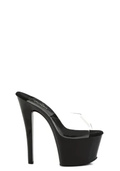 Pleaser Heels|Sandals*Sky-302 Two-Band Platform Slides - Black