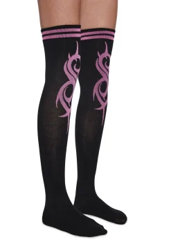 Dolls Kill x Slipknot Socks & Tights*Slipknot Fan Thigh High Socks - Pink
