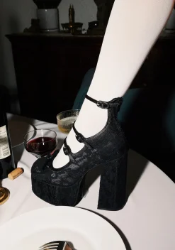 Sugar Thrillz Platforms|Heels*Smiling Melody Platform Heels - Black