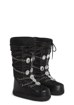 Sugar Thrillz Boots|Heels*Snow Princess Winter Boots - Black