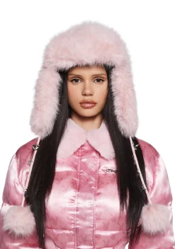 Playboy by Dolls Kill Hats*Snowfall Bunny Faux Fur Trapper Hat