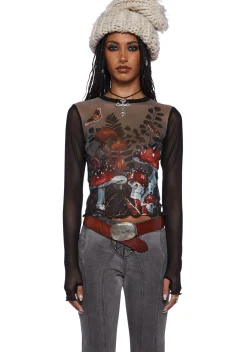 Current Mood Tops*So Curious Mesh Top