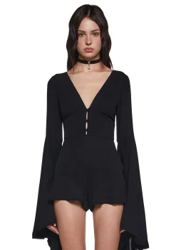 Current Mood Jumpsuits & Rompers|Plus*Soulful Bliss Long Sleeve Romper - Black