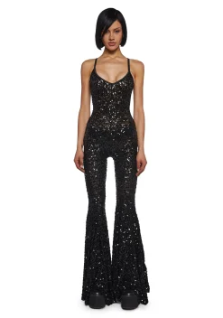 Club Exx Jumpsuits & Rompers|Plus*Sparkle Nights Sequin Jumpsuit- Black