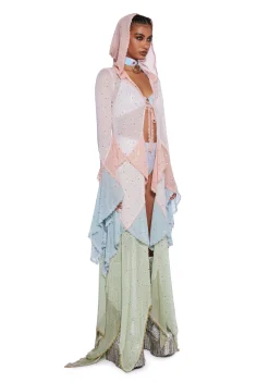Club Exx Outerwear|Plus*Sparkled Myths Hooded Duster