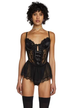 Sugar Thrillz Lingerie*Spoiled But Not Rotten Lace Teddy - Black
