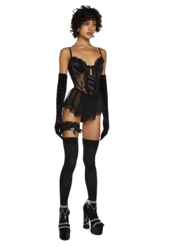 Sugar Thrillz Lingerie*Spoiled But Not Rotten Lace Teddy - Black