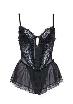 Sugar Thrillz Lingerie*Spoiled But Not Rotten Lace Teddy - Black