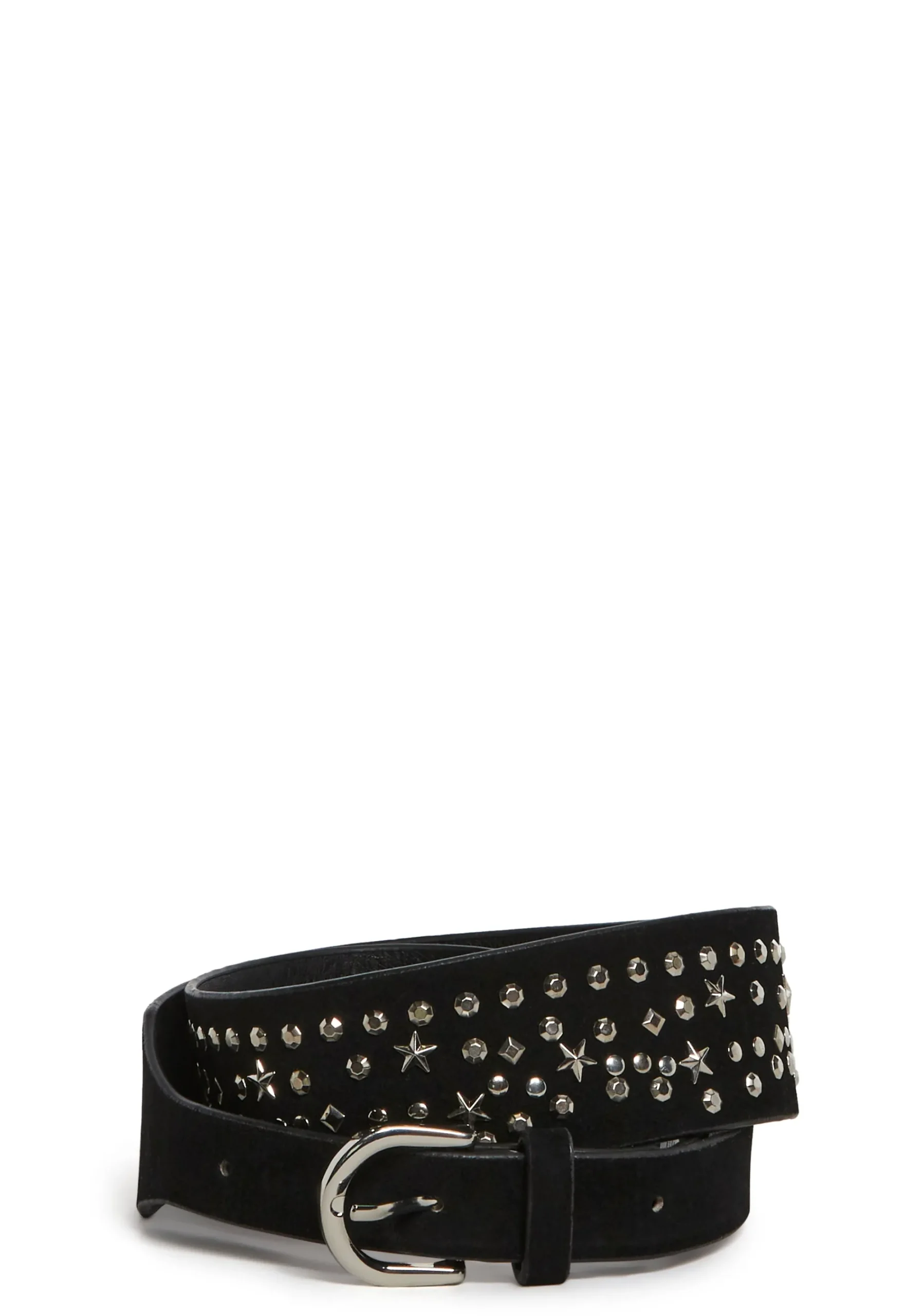 x_Fame Accessories Belts & Harnesses*Star Stud Leather Belt - Black