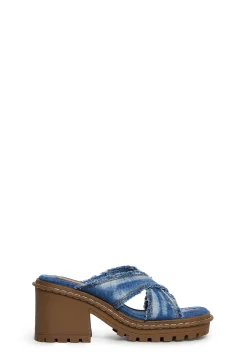 dELiA*s by Dolls Kill Sandals*Star Worthy Cross Strap Slides - Denim