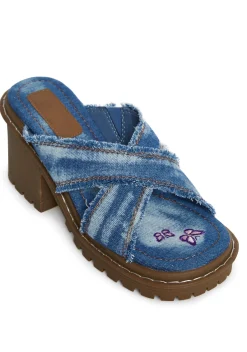dELiA*s by Dolls Kill Sandals*Star Worthy Cross Strap Slides - Denim