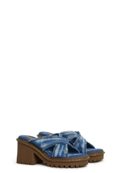 dELiA*s by Dolls Kill Sandals*Star Worthy Cross Strap Slides - Denim