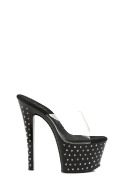 Pleaser Heels|Sandals*Stardust-701 Rhinestone Studded Platform Slides