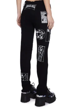Current Mood Bottoms|Pants*Stitch Bitch Lace-Up Patch Jeans