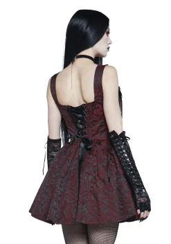 Widow Dresses|Mini Dresses*Sultry Sins Brocade Mini Dress - Red