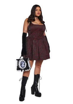 Widow Dresses|Mini Dresses*Sultry Sins Brocade Mini Dress - Red