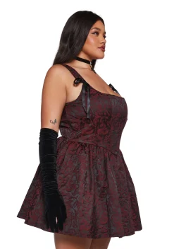 Widow Dresses|Mini Dresses*Sultry Sins Brocade Mini Dress - Red