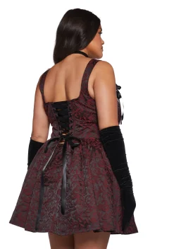 Widow Dresses|Mini Dresses*Sultry Sins Brocade Mini Dress - Red
