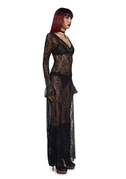 Widow Dresses|Plus*Sumptuous Shadows Lace Maxi Dress
