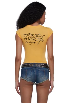 Ed Hardy Tops*Swallow Cap Sleeve Tee