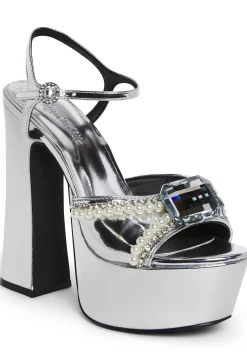 Sugar Thrillz Platforms|Heels*Sweet Revelation Platform Heels - Silver