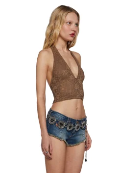 Current Mood Tops|Plus*Tales Of Fantasy Halter Top - Brown