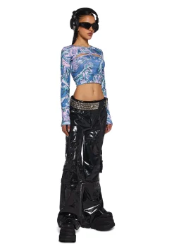Club Exx Tops|Plus*Techno Angel Long Sleeve Crop Top