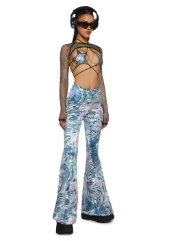 Club Exx Bottoms|Pants*Techno Angel Sequin Flare Pants