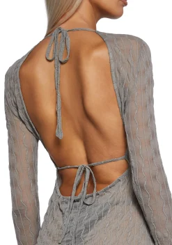 DARKER WAVS Dresses*Techno Novelty Mesh Dress - Grey