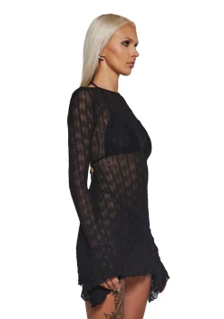 DARKER WAVS Dresses*Techno Novelty Mesh Dress - Black