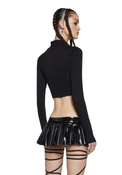 Club Exx Tops*Techno Snob Mock Neck Top - Black