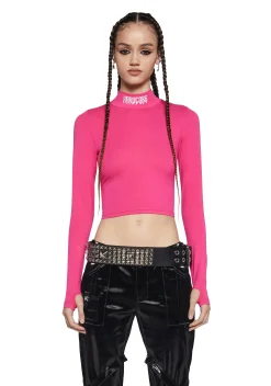 Club Exx Tops|Plus*Techno Snob Mock Neck Top - Pink