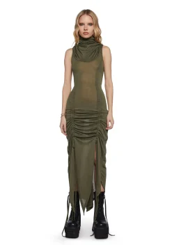 DARKER WAVS Dresses*Tempo Ruched Harness Dress - Green