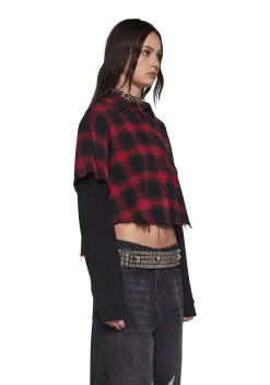 Dolls Kill x Slipknot Tops|Plus*The Nameless Cropped Flannel Top