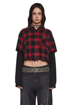 Dolls Kill x Slipknot Tops|Plus*The Nameless Cropped Flannel Top