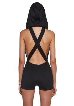 Club Exx Plus*Tie Me Down Playsuit - Black